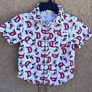 Disney JUNK FOOD Kids Button Down Shirt XS Sz 4 Mickey Mouse D Top